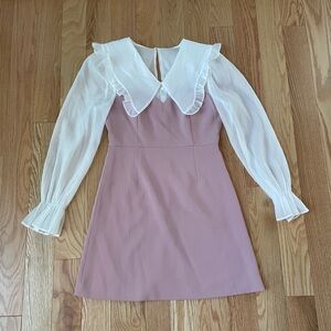 J.ING Pink and White Peter Pan Collar Mini Dress